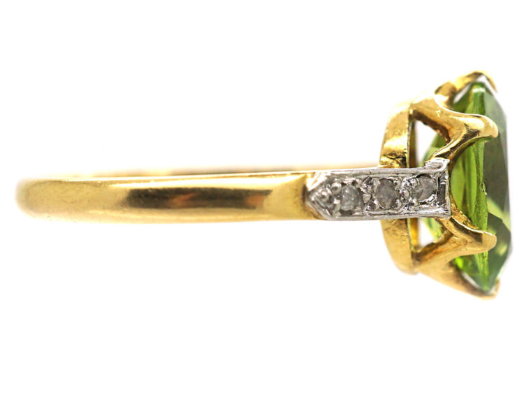 18ct Gold, Platinum, Rose Diamond & Peridot Ring by Cropp & Farr