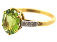 18ct Gold, Platinum, Rose Diamond & Peridot Ring by Cropp & Farr