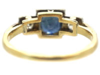 Art Deco Sapphire & Diamond Three Stone Ring