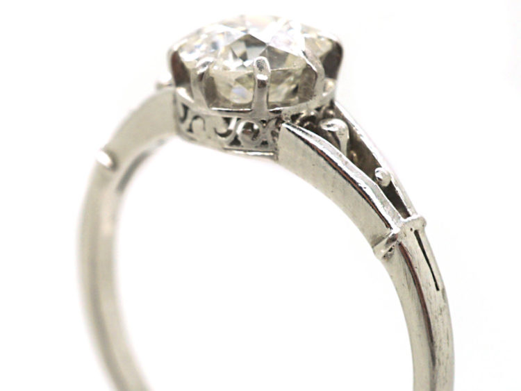 Art Deco Old Mine Cut Diamond Solitaire Ring