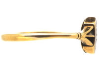 Edwardian 18ct Gold, Platinum, Blue Enamel & Rose Diamond Ring with Initial D