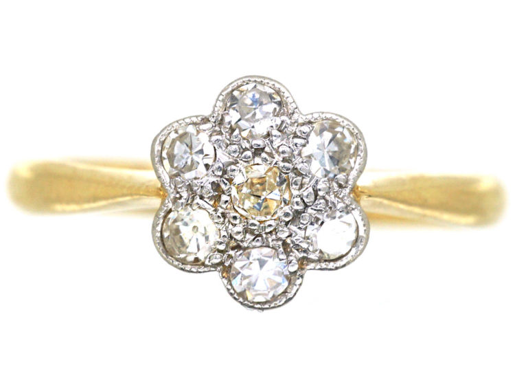 Edwardian 18ct Gold & Platinum, Diamond Cluster Ring