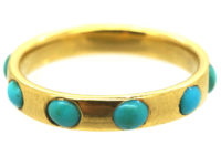 Victorian 18ct Gold & Turquoise Forget Me Not Eternity Ring