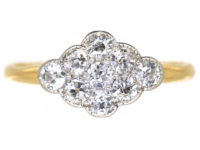 Edwardian 18ct Gold & Platinum Diamond Set Cluster Ring