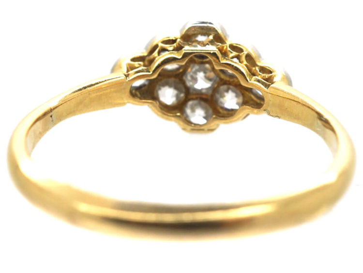 Edwardian 18ct Gold & Platinum Diamond Set Cluster Ring