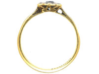 Art Deco 18ct Gold & Platinum Diamond & Sapphire Square Ring