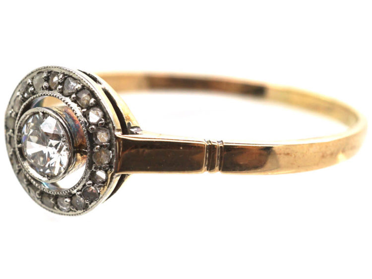 Art Deco 18ct Gold & Platinum, Diamond Cluster Ring