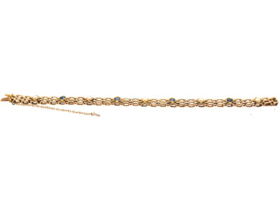 Edwardian 15ct Gold Sapphire & Natural Split Pearl Bracelet