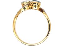 Edwardian 18ct Gold & Platinum, Sapphire & Diamond Crossover Ring