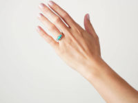 Victorian 18ct Gold Three Stone Turquoise & Diamond Ring