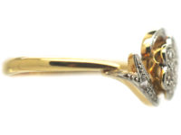 Edwardian Diamond Cluster Ring with Ribbon Sides