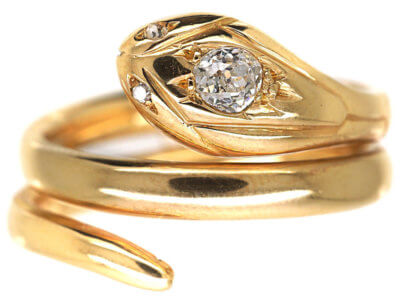 Victorian 18ct Snake Ring set with a Diamond Victorian 18ct Snake Ring set with a Diamond