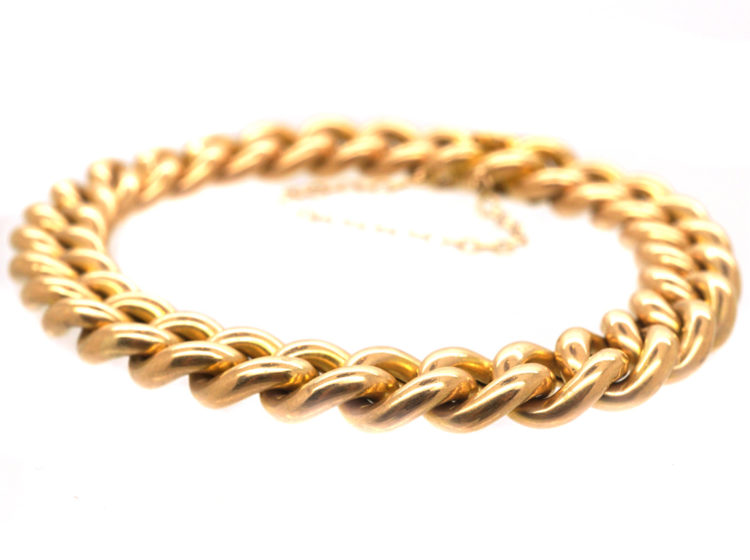 Edwardian 15ct Gold Curb Bracelet