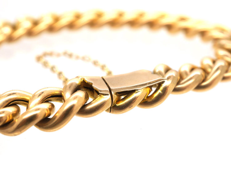 Edwardian 15ct Gold Curb Bracelet