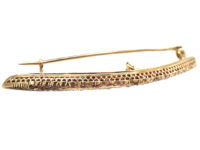 Victorian 15ct Gold, Ruby & Diamond Crescent Brooch