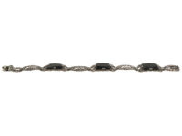 Art Deco Silver, Marcasite & Onyx Bracelet