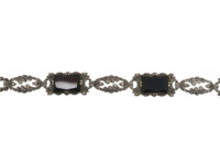 Art Deco Silver, Marcasite & Onyx Bracelet