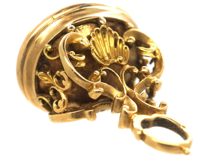 Early Georgian 18t Gold Seal with Citrine Base with Intaglio of a Crest