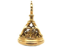 Early Georgian 18t Gold Seal with Citrine Base with Intaglio of a Crest