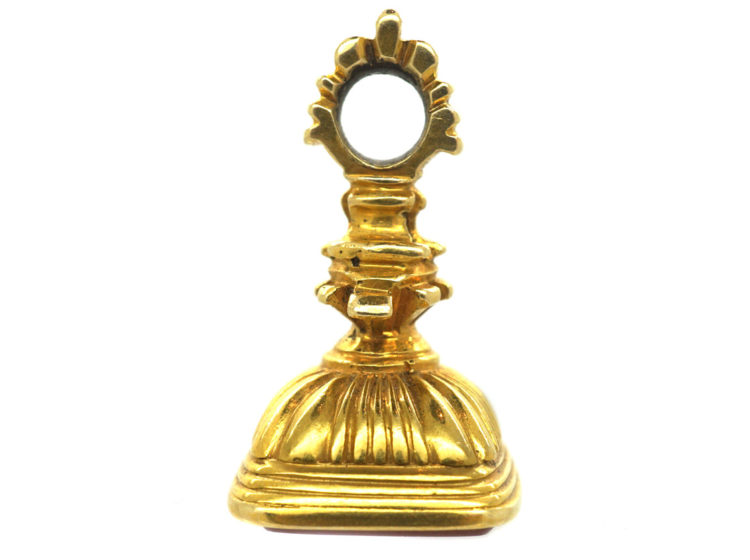 Victorian 18ct Gold Seal with Carnelian Base with Intaglio of Eagle & Monogram J W