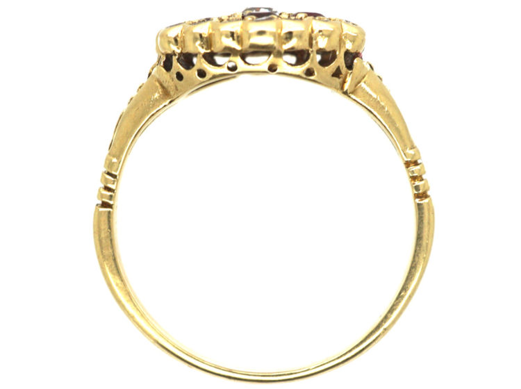 Edwardian 18ct Gold, Ruby & Diamond Cluster Ring