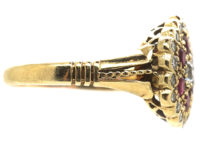 Edwardian 18ct Gold, Ruby & Diamond Cluster Ring