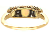 Victorian 18ct Gold, Three Stone Opal & Diamond Ring