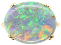 Art Deco 18ct Gold & Black Opal Ring