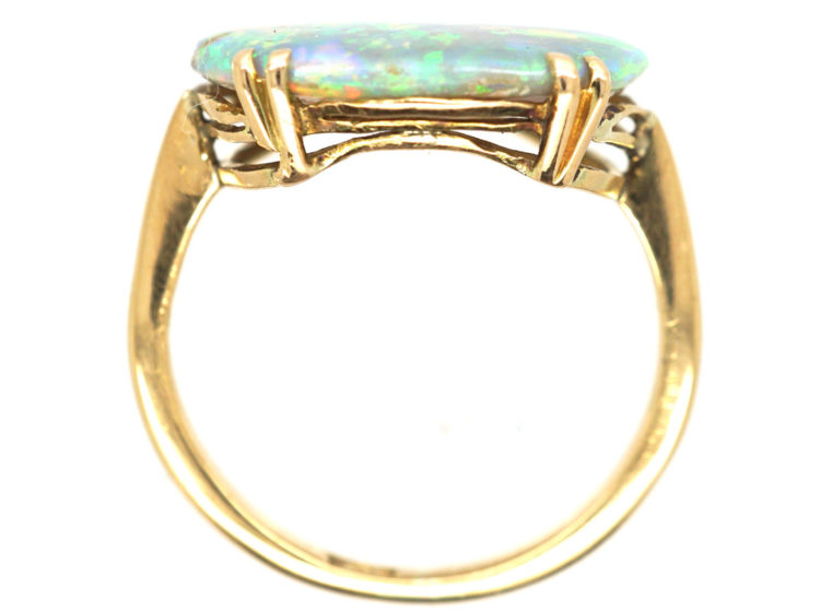 Art Deco 18ct Gold & Black Opal Ring