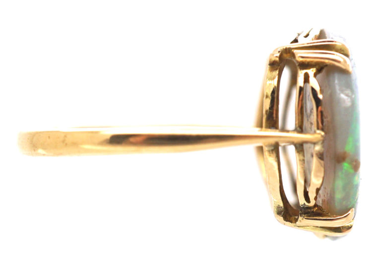 Art Deco 18ct Gold & Black Opal Ring