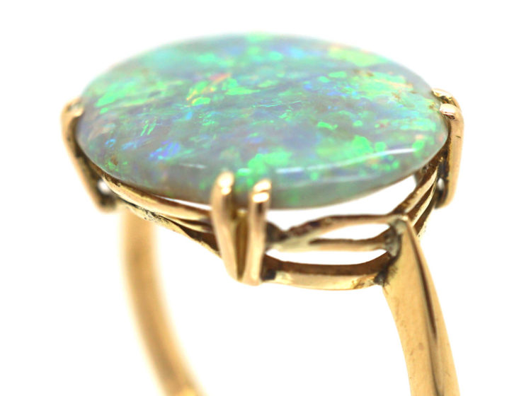 Art Deco 18ct Gold & Black Opal Ring