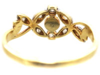 Art Nouveau 18ct Gold, Rose Diamond & Natural Pearl Ring