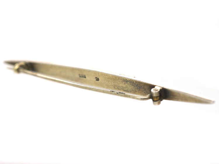 Edwardian Silver & Enamel Roses Brooch by Marius Hammer