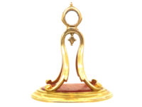 Georgian Gold Cased Seal with Carnelian Base with Intaglio of a Crest with Lion Rampant