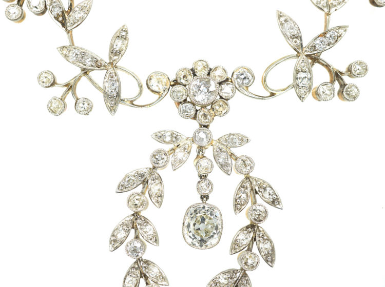 Edwardian Platinum & Diamond Festoon Necklace