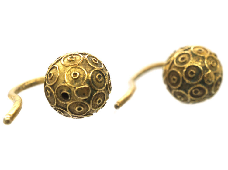 Victorian 15ct Gold Etruscan Style Ball Earrings