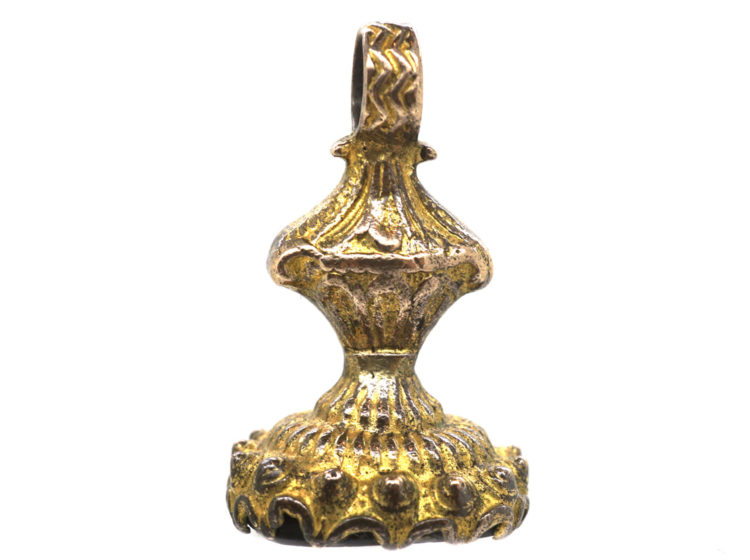 Georgian Pinchbeck Seal with Black Glass Base with Intaglio of Key