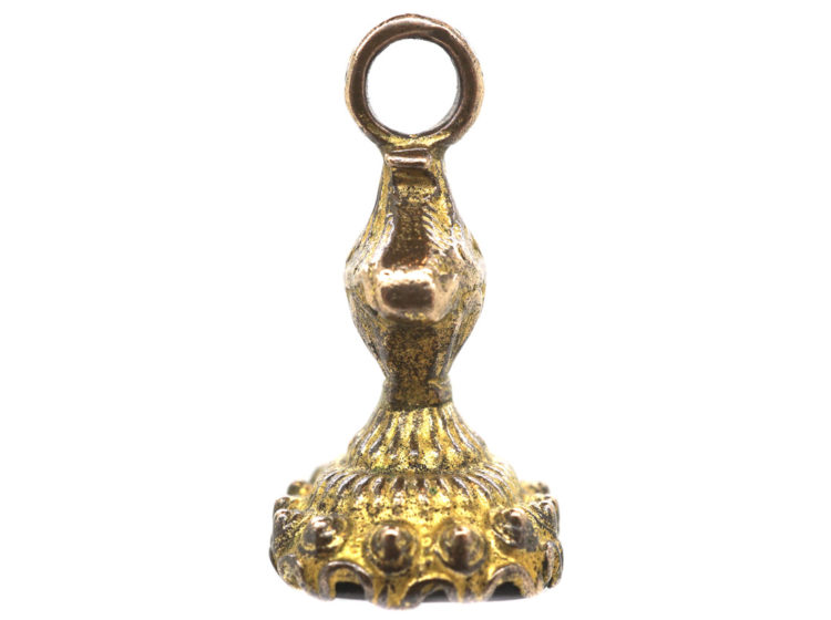 Georgian Pinchbeck Seal with Black Glass Base with Intaglio of Key