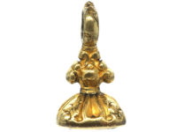 Tiny Georgian Gold Cased Seal with Citrine Base with Intaglio of a Rose