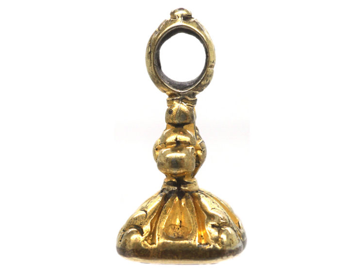 Tiny Georgian Gold Cased Seal with Citrine Base with Intaglio of a Rose