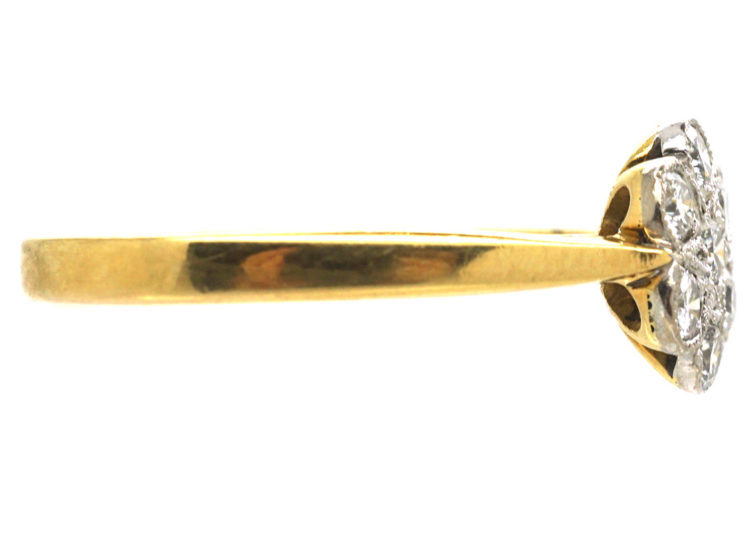 18ct Gold & Platinum, Diamond Cluster Ring with Star Shaped Setting
