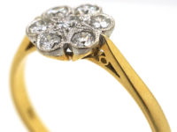 18ct Gold & Platinum, Diamond Cluster Ring with Star Shaped Setting