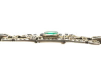 Art Deco Silver Green, Black & White Paste Bracelet