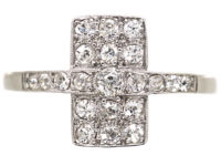 Art Deco 18ct White Gold & Platinum, Diamond Rectangular Ring