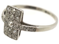 Art Deco 18ct White Gold & Platinum, Diamond Rectangular Ring