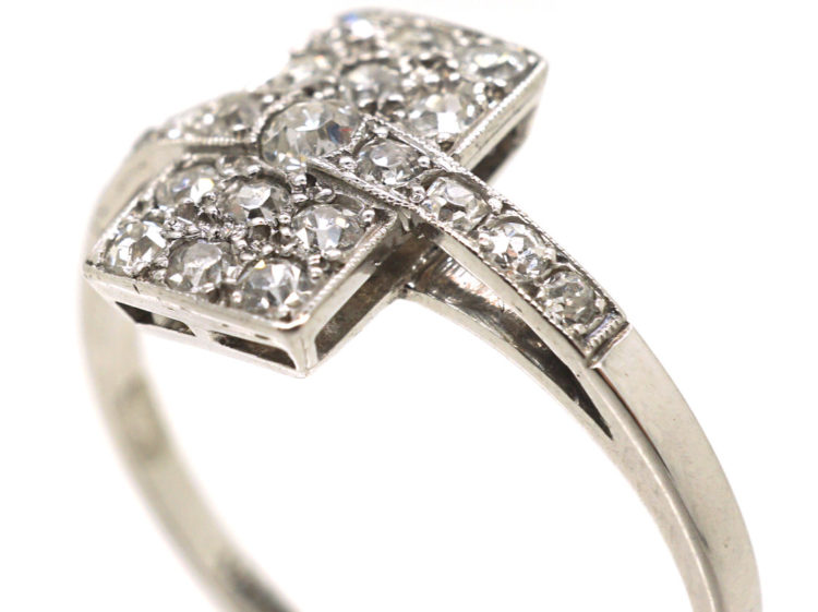 Art Deco 18ct White Gold & Platinum, Diamond Rectangular Ring