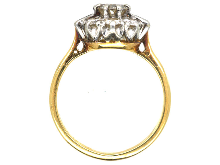 Art Deco 18ct Gold & Platinum Diamond Cluster Ring