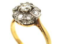 Art Deco 18ct Gold & Platinum Diamond Cluster Ring