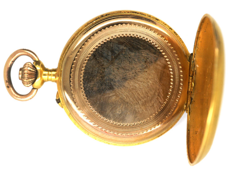 Art Nouveau 18ct Gold Watch set with Rose Diamonds & a Ruby