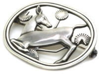 Georg Jensen Silver Kneeling Fawn Brooch Designed by Arno Malinowski